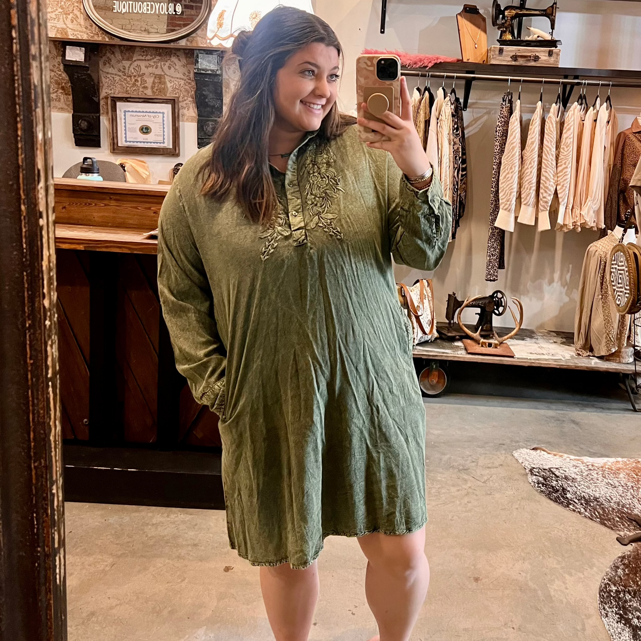 CC Green Acid Wash Dress