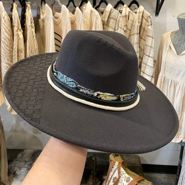 BOF Checked Charcoal Grey Felt Hat