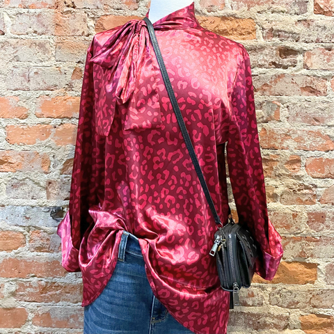 Silky Leopard Top - Cranberry Red